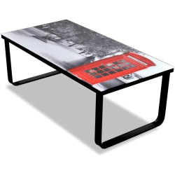 Présentation Table Basse Verre Design Cabine Téléphonique Vidaxl