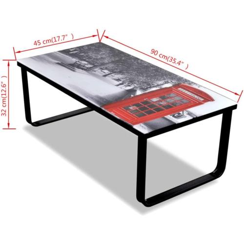 Présentation de Zoom sur Table Basse Verre Design Cabine Téléphonique Vidaxl