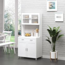 Buffet Cuisine Contemporain, Armoire Multi Rangement Blanc en situation