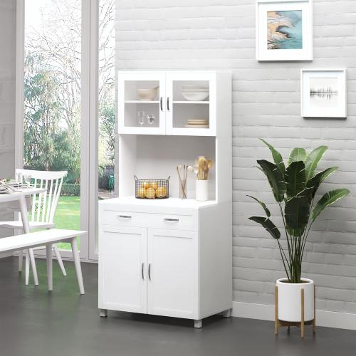 Présentation de Buffet Cuisine Contemporain, Armoire Multi Rangement Blanc en situation