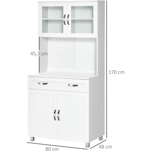 Présentation de Zoom sur Buffet Cuisine Contemporain, Armoire Multi Rangement Blanc