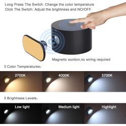 Applique Murale Rechargeable LED, Commande Tactile, Noir en situation