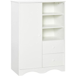 Présentation HOMCOM Armoire Rangement Blanc, 5 Étagères, 2 Tiroirs