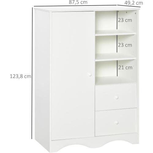 Présentation de Zoom sur HOMCOM Armoire Rangement Blanc, 5 Étagères, 2 Tiroirs