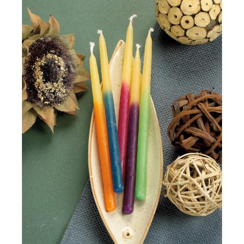 Présentation de Zoom sur Bougies Hanukkah Multicolores, Cire d'Abeille Galvanisée