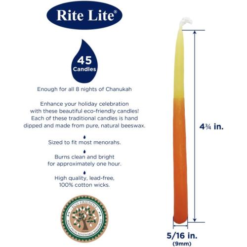 Présentation de Bougies Hanukkah Multicolores, Cire d'Abeille Galvanisée en situation