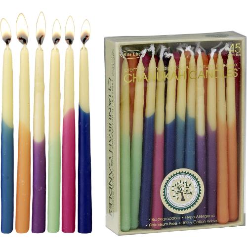 Présentation de Présentation Bougies Hanukkah Multicolores, Cire d'Abeille Galvanisée