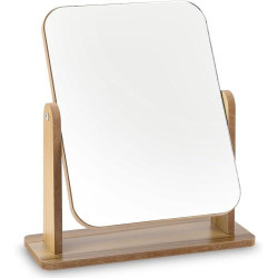 Présentation Miroir de Bureau Rotatif Jutyum, Bois, Support Détachable