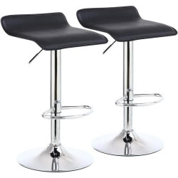 Présentation Tabourets de Bar Réglables, Lot de 2, Noir PU