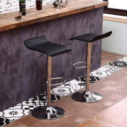 Tabourets de Bar Réglables, Lot de 2, Noir PU en situation