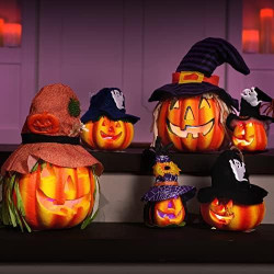 Présentation Citrouilles décoratives mousse Halloween, lot de 6 pièces