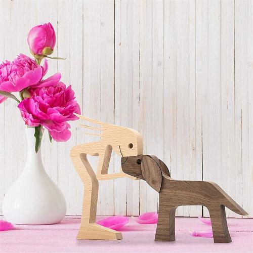 Présentation de Zoom sur Ornements en Bois Chiens Sculptés, Cadeaux Amateurs Animaux