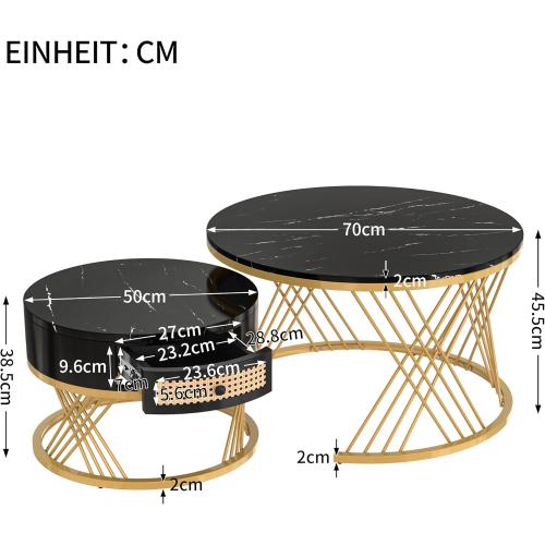 Présentation de Zoom sur Tables gigognes noires, dorées, modernes, design, salon