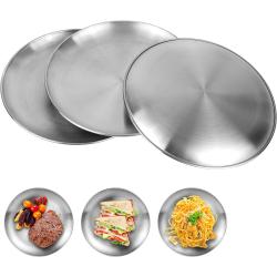 Plats de Service Inox, Assiettes Rondes Camping, BBQ en situation