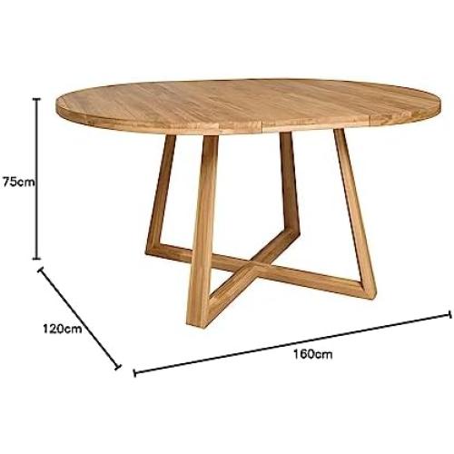 Présentation de Zoom sur Table salle à manger extensible chêne massif, style scandinave moderne