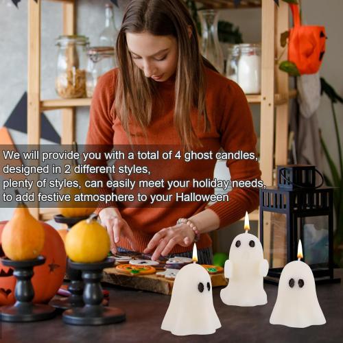 Présentation de Zoom sur Boxob, 4 Bougies Fantasmagoriques Blanches Halloween