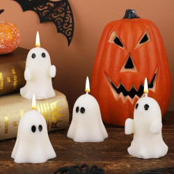 Présentation Boxob, 4 Bougies Fantasmagoriques Blanches Halloween