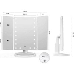 Miroir LED Blanc Lumineux, Grossissant 1X à 10X, Pliable en situation