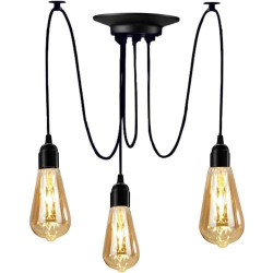 Présentation Lampe suspendue Edison vintage, lustre noir, luminaire industriel