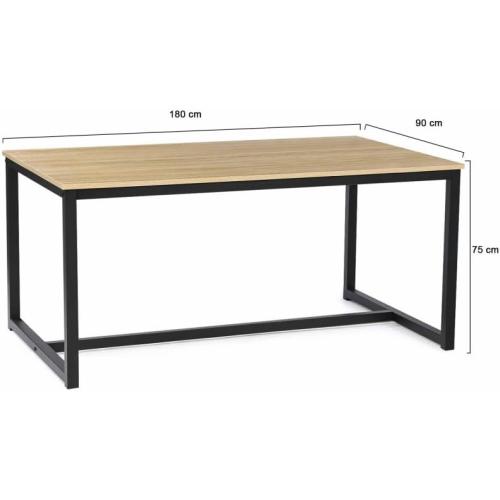 Présentation de Zoom sur Table à Manger Industrielle Detroit, Design Moderne, 8 Personnes, 180 cm