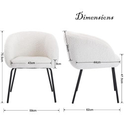 Fauteuil Fausse Fourrure Blanc, Chaise Salle à Manger, Rembourrée en situation