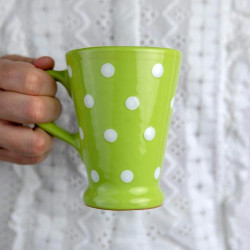 Présentation Tasse Mug Café Latte Thé Verte Pomme Pois Blanc