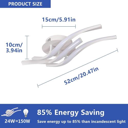 Présentation de Zoom sur Plafonnier LED Comely, Luminaire Moderne 24W, Blanc Froid