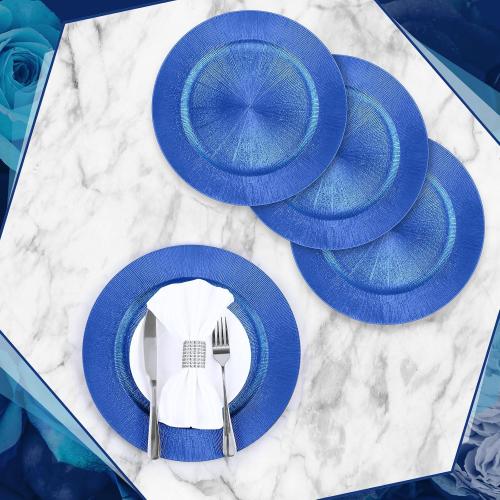 Présentation de Zoom sur Tanlade 100 Assiettes Rondes Plastique Reutilisables Bleu