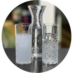 Présentation Verres Raki Ouzo en verre, carafe cristal, 3 pièces