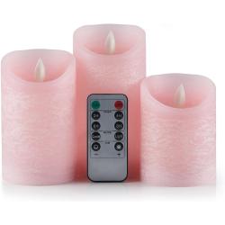 Présentation Bougies LED Vacillantes, Sans Flamme, Cire Réelle, 3PCS