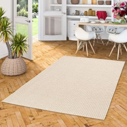 Présentation Tapis Pergamon Armure Plate Beige Crème Intérieur Extérieur