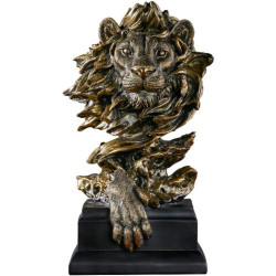 Présentation Lin's Wood Figurine Tête de Lion Résine, Décoration Maison