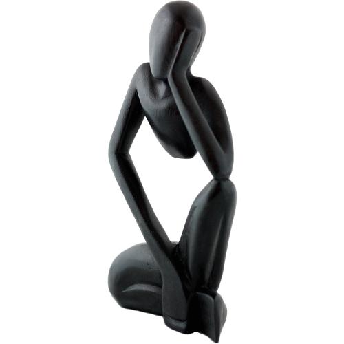 Présentation de Zoom sur Sculpture Abstraite Bois Fait Main, Décor Maison Noir