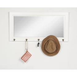 Miroir Bois Traditionnel, 5 Crochets Métal, Blanc en situation