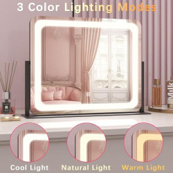 Miroir lumineux courtoisie, Smart Touch, 3 couleurs, rotation en situation