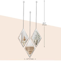 Miroirs muraux décoratifs PHOSPHOR, forme diamant, élégants en situation