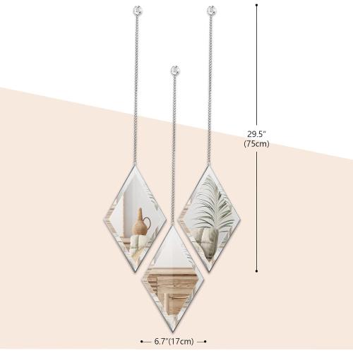 Présentation de Miroirs muraux décoratifs PHOSPHOR, forme diamant, élégants en situation