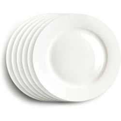 Assiettes plates IQCWOOD, porcelaine blanche, modernes, résistantes en situation