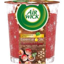 Présentation Air Wick Bougie Huiles Essentielles Pomme Givrée, Rouge