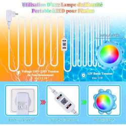 JONRRYIN Éclairage Piscine Submersible RGB Télécommande en situation