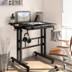 Bureau debout réglable Klvied, portable, noir, pratique en situation