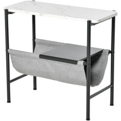 Présentation Table basse HOMCOM, étagère amovible, tissu gris