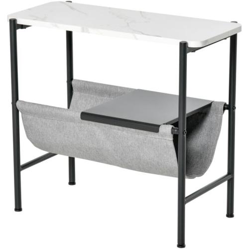 Présentation de Présentation Table basse HOMCOM, étagère amovible, tissu gris