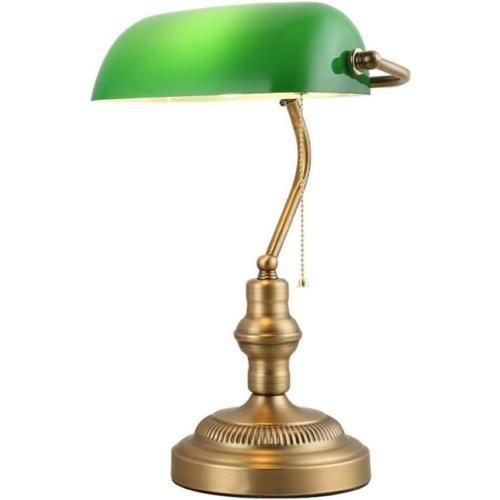 Présentation de Présentation Lampe de Table Vintage Retro, Verre Vert, Laiton, E27