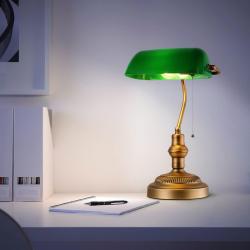 Lampe de Table Vintage Retro, Verre Vert, Laiton, E27 en situation