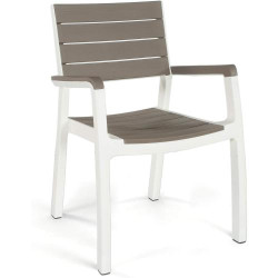 Présentation Fauteuil Curver Woodlook Blanc, Gris, Design Élégant