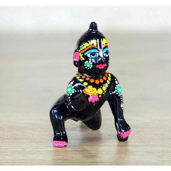 Sculpture laiton noir Gopal Laddoo Baby Krishna eSplanade en situation