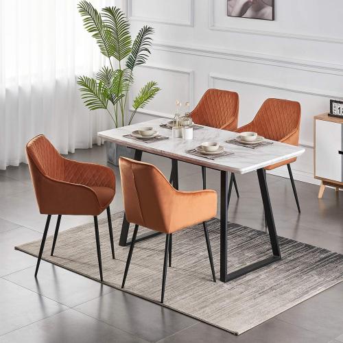 Présentation de Zoom sur Chaises salle à manger AINPECCA, cuir synthétique, orange