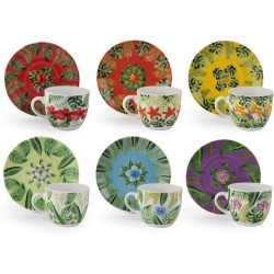 Présentation Tasses à café Excelsa Mandala Tropical, porcelaine, multicolore