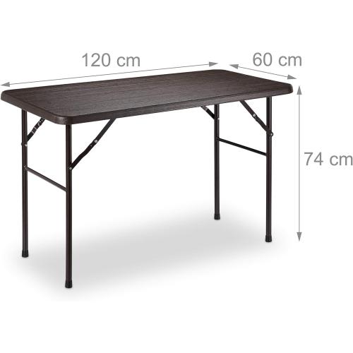 Présentation de Zoom sur Table de Jardin Pliable Rectangulaire, Effet Bois, Plastique